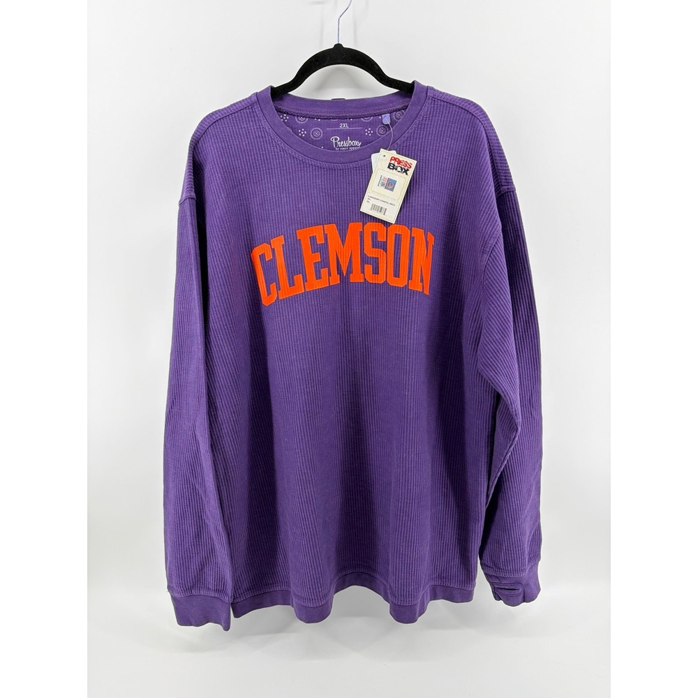 Pressbox Purple Clemson, Tigers Comfy Cord Vintage Wash Pullover, Women 2XL, NWT